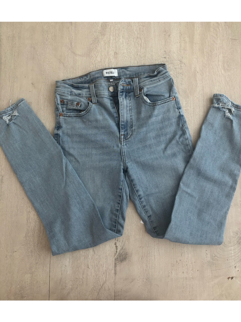 pistola Light Blue High-Rise Skinny Jeans with Ankle Distress